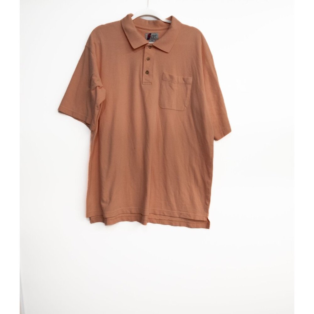 ITC Mens XXL Polo Shirt With Pocket In Peach